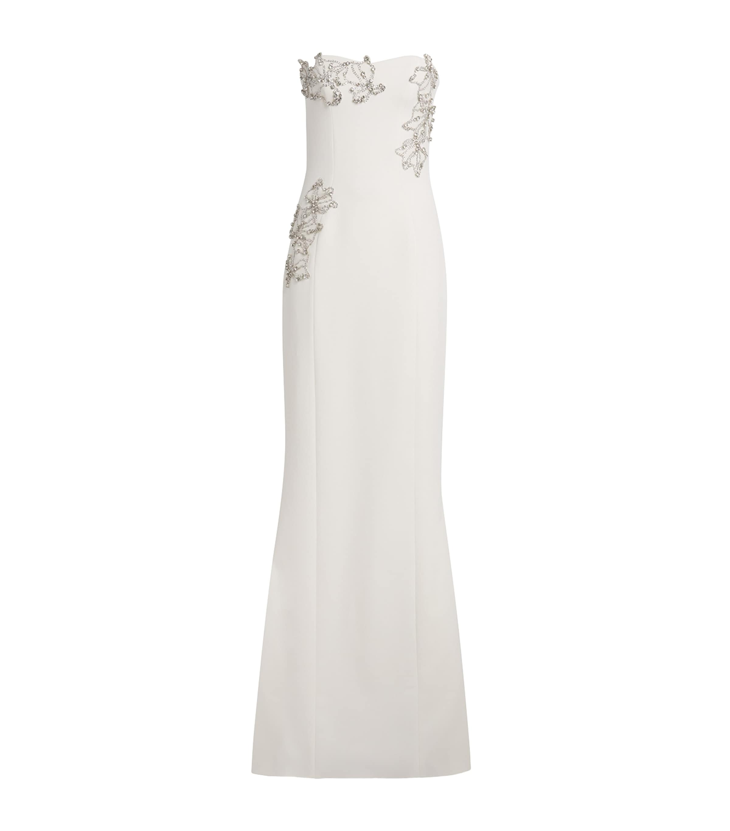 Safiyaa Crepe Embellished Angelina Gown In White
