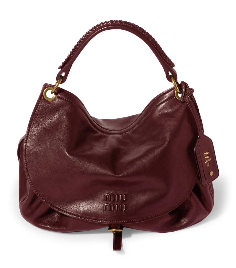 Miu Miu Leather Rendez-Vous Shoulder Bag Burgundy Image 1
