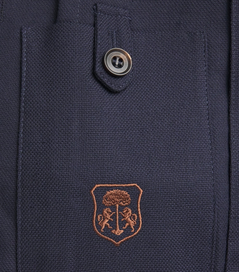 Corneliani Mens Embroidered Single-Breasted Blazer Navy Blue Image 6