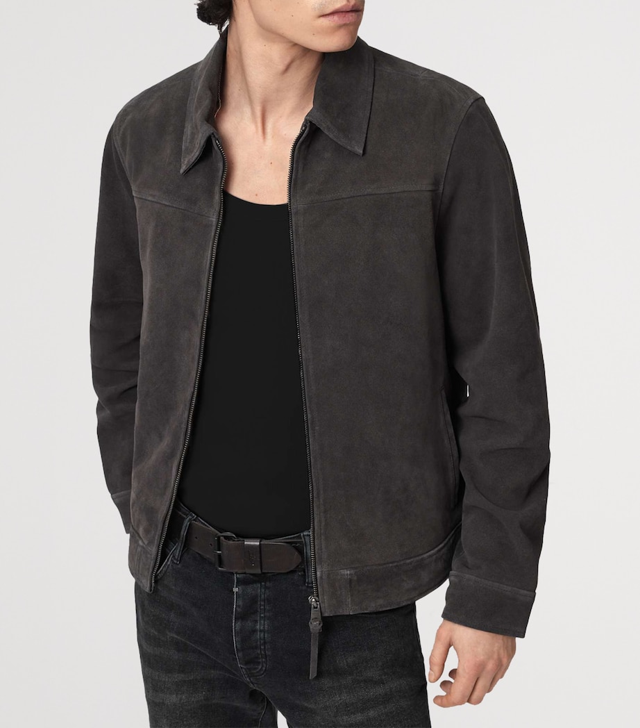 AllSaints Mens Suede Rhone Jacket Anthracite Grey Image 5
