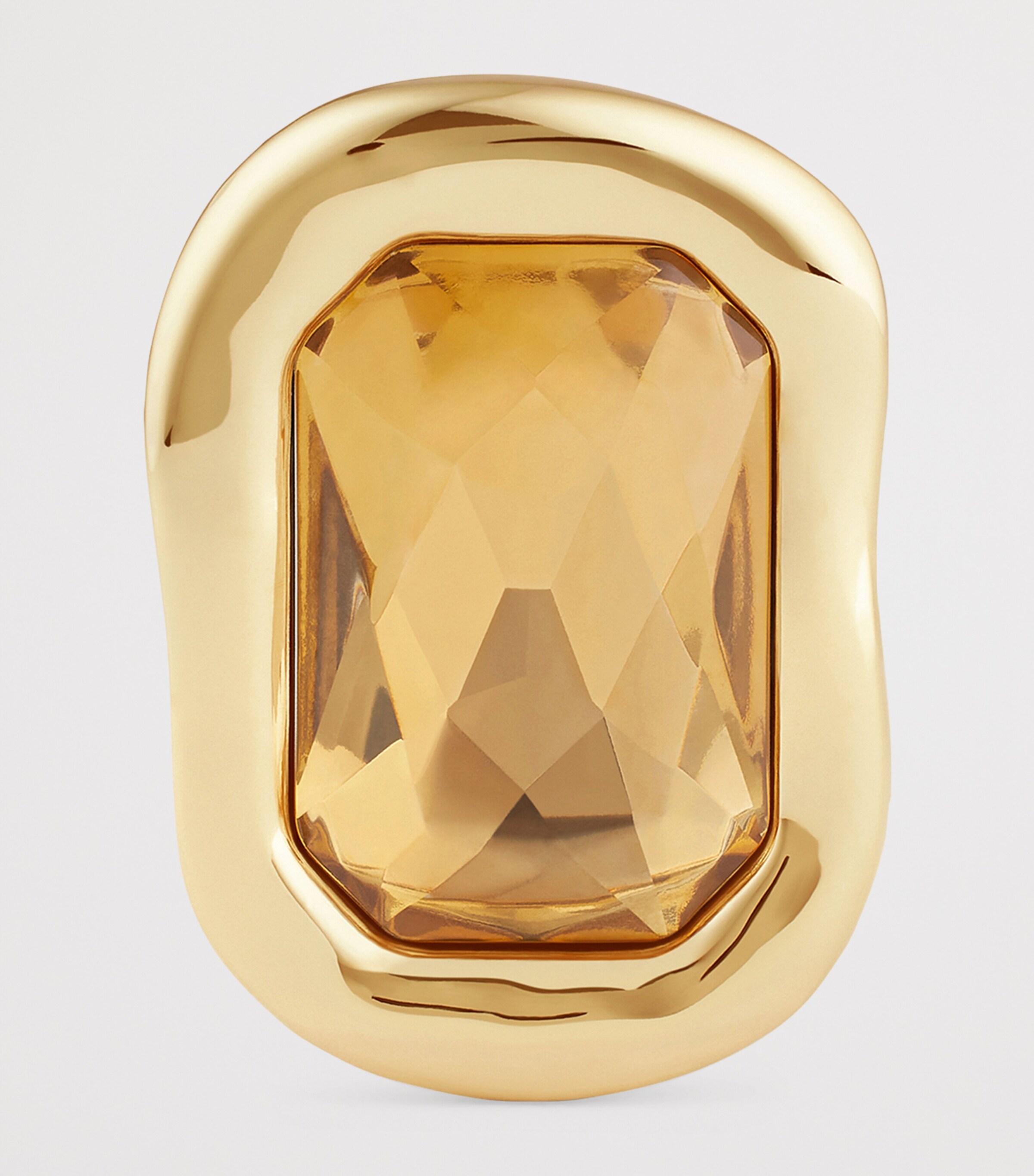 Crystal-Embellished Sculptural Ring BROWN/GOLDEN Image 3