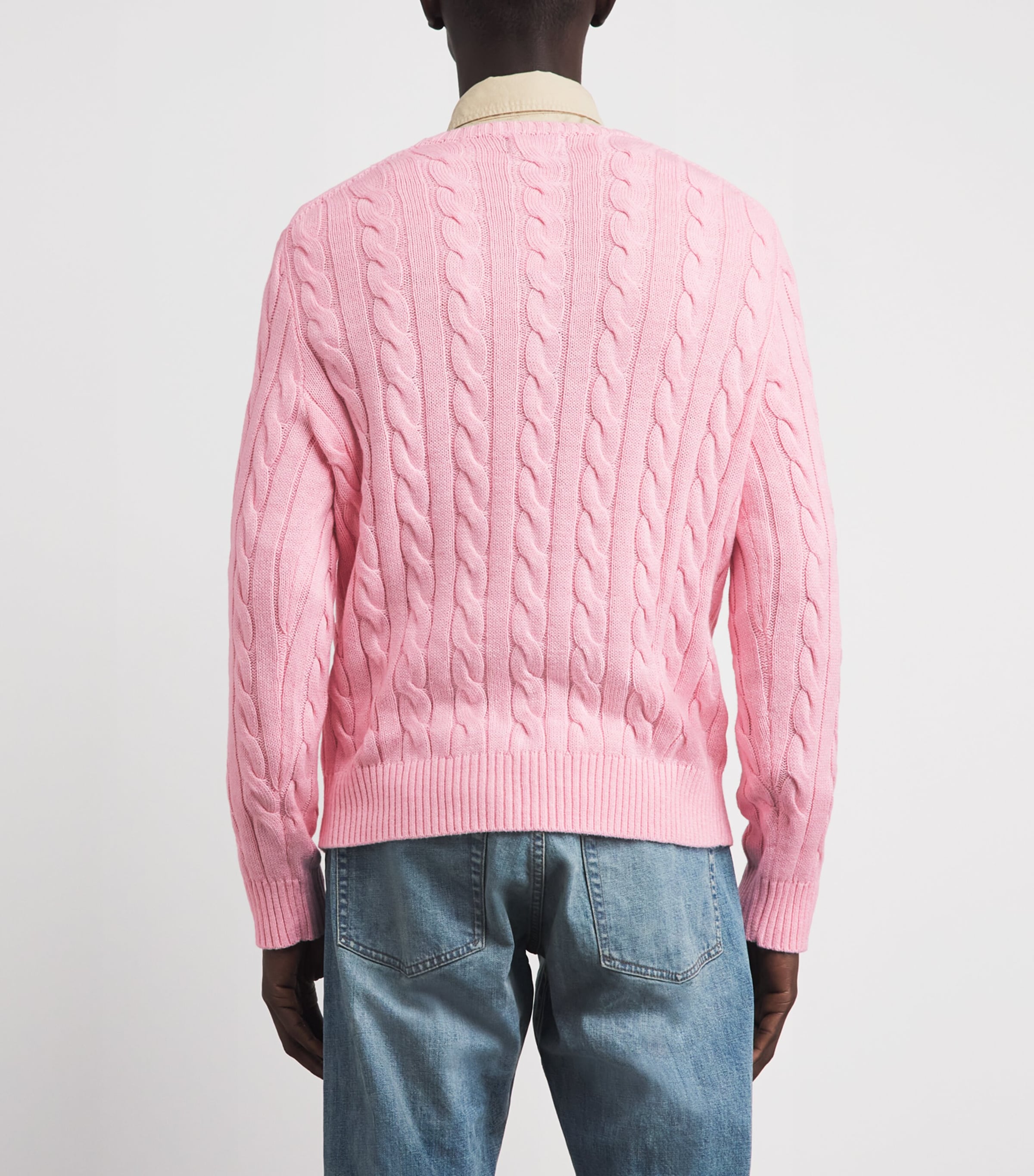 Polo Ralph Lauren Mens Cotton Cable-Knit Sweater Ballet Pink Hthr Image 5