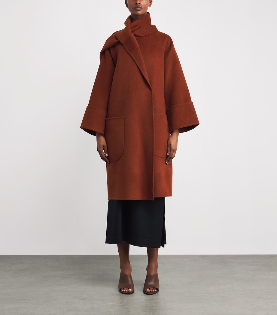 Cashmere Cunardier High Neck Coat CINNAMON Image 3