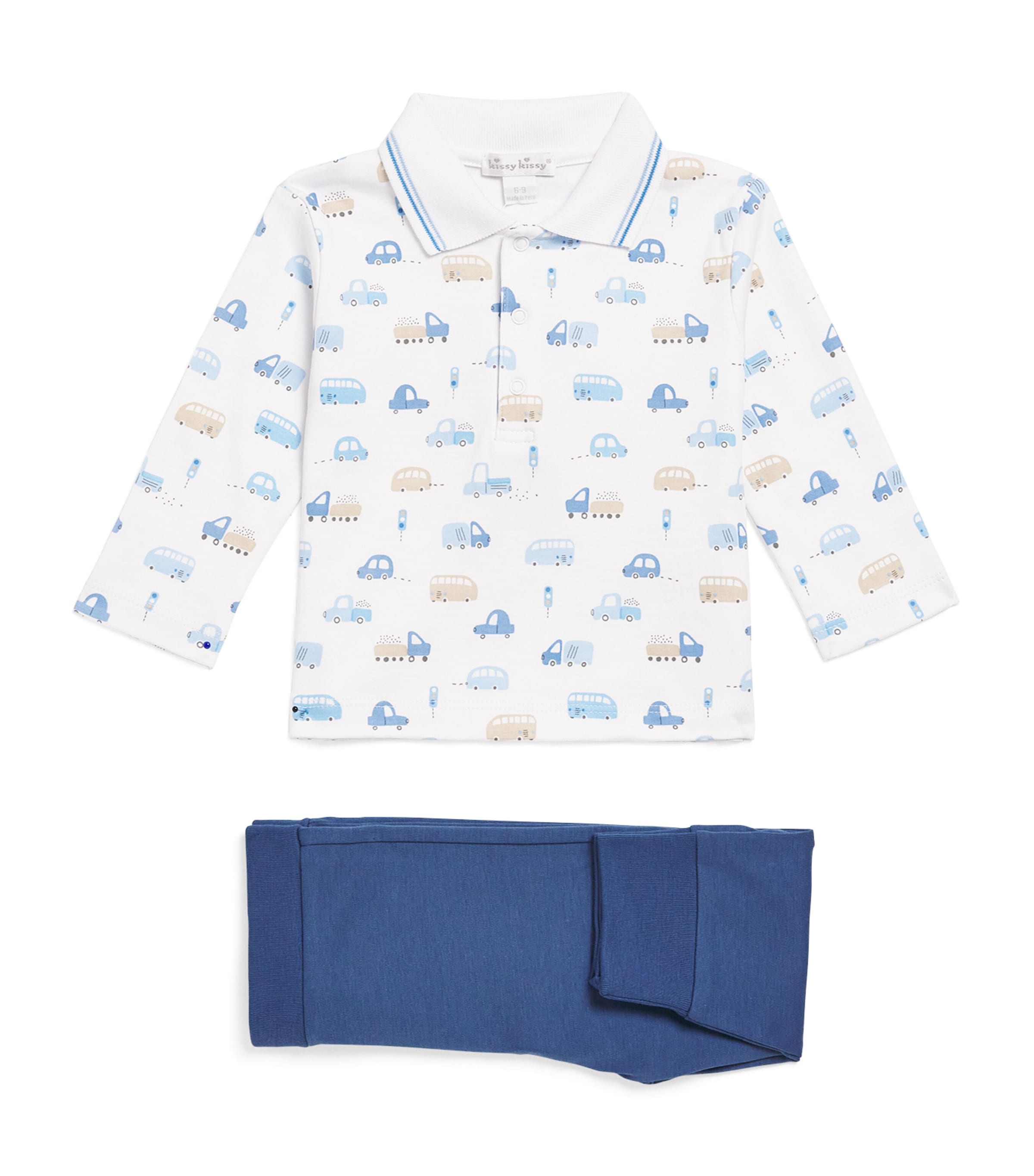 Kissy Kissy Pima Cotton Stop & Go Top And Trousers Set In Blue