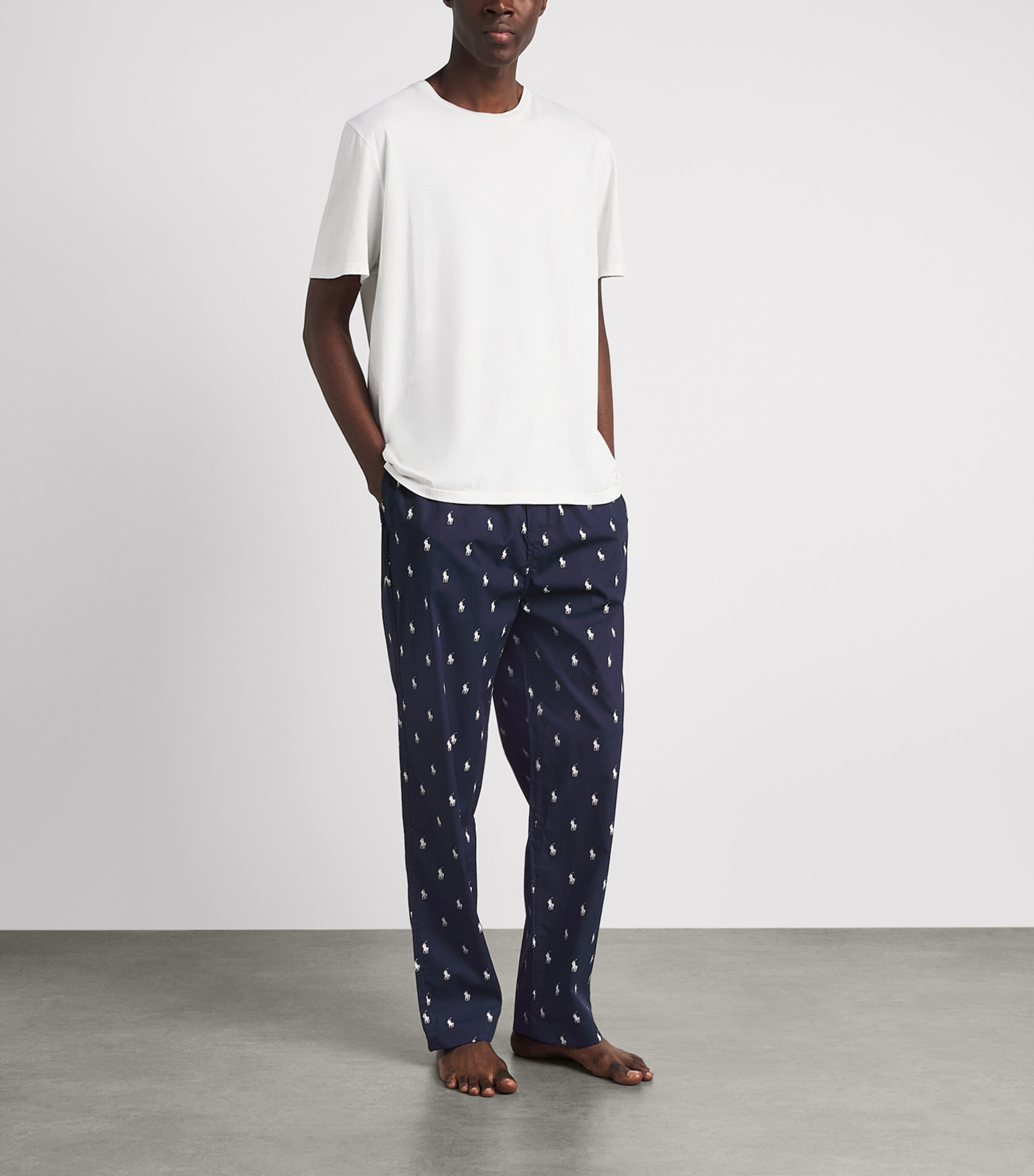 Polo Ralph Lauren Mens Cotton Polo Pony Pyjama Bottoms Navy/nevis Aopp Image 2