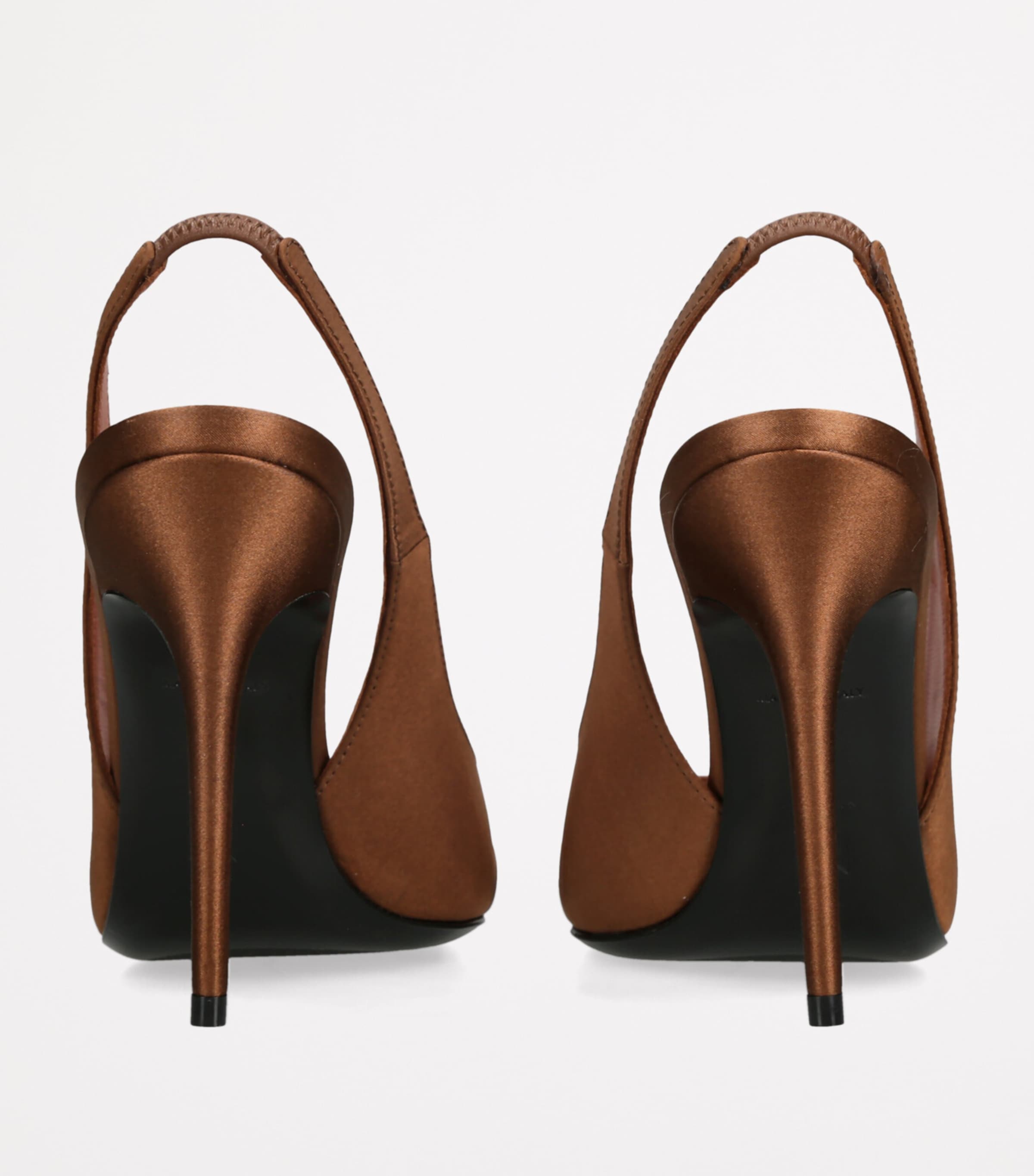 Amina Muaddi Satin Anok Slingback Pumps 105 Dark Brown Image 2