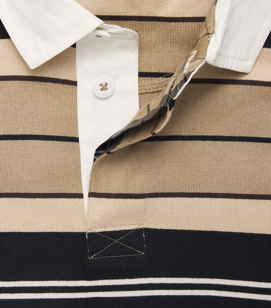 Barbour Mens Cotton Stripe Frith Rugby Polo Shirt Stone Image 6