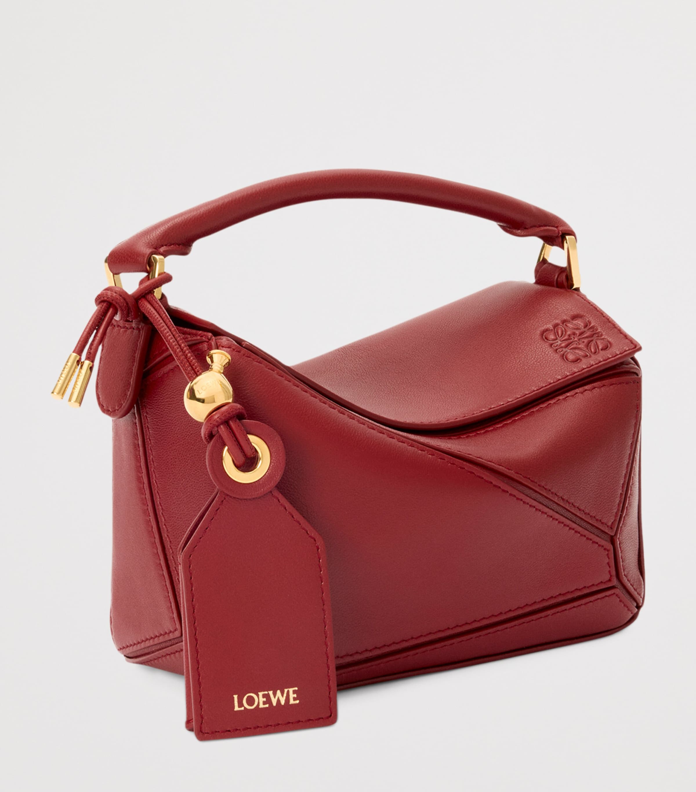 x Paula's Ibiza Mini Lambskin Puzzle Top-Handle Bag BURNT RED Image 3