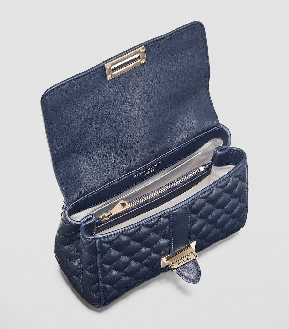 Leather Lottie Shoulder Bag NAVY Image 6