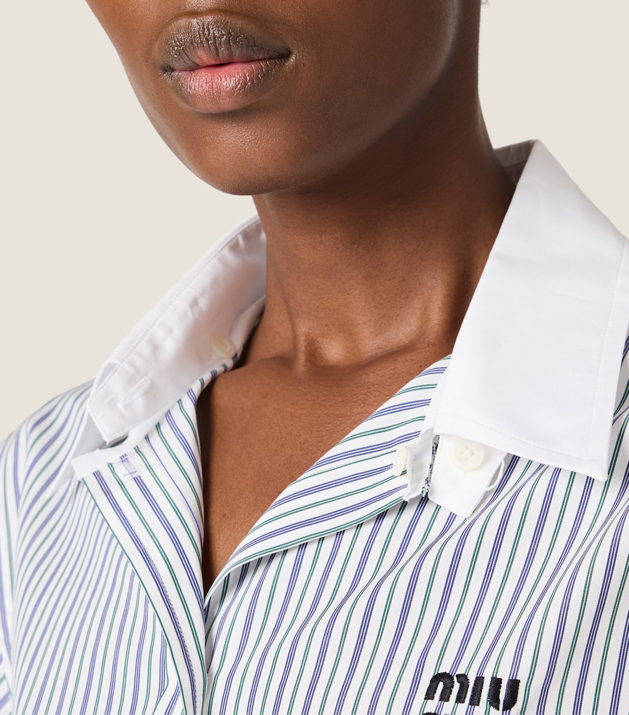 Cotton Poplin Stripe Mini Dress F0UB0 Image 4