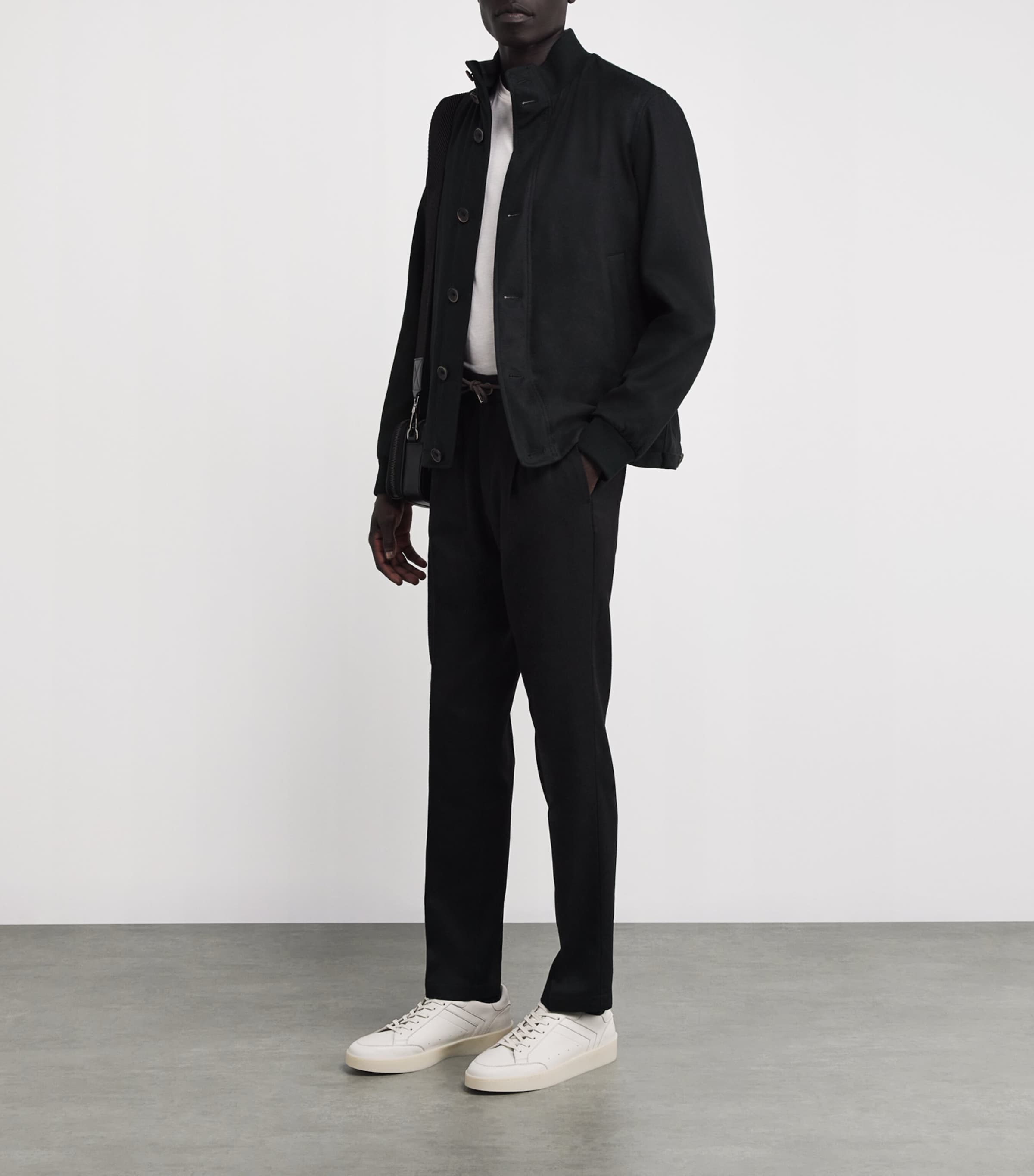 Water-Repellent Silk-Cashmere Hybrid Jacket BLACK Image 2