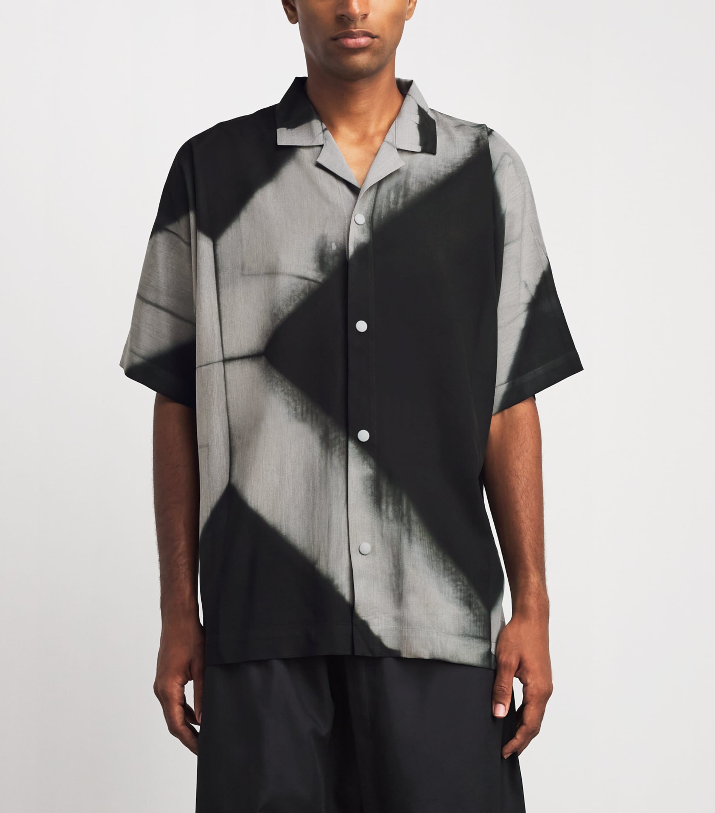 IM MEN Mens Itajime Print Shirt Black Image 4