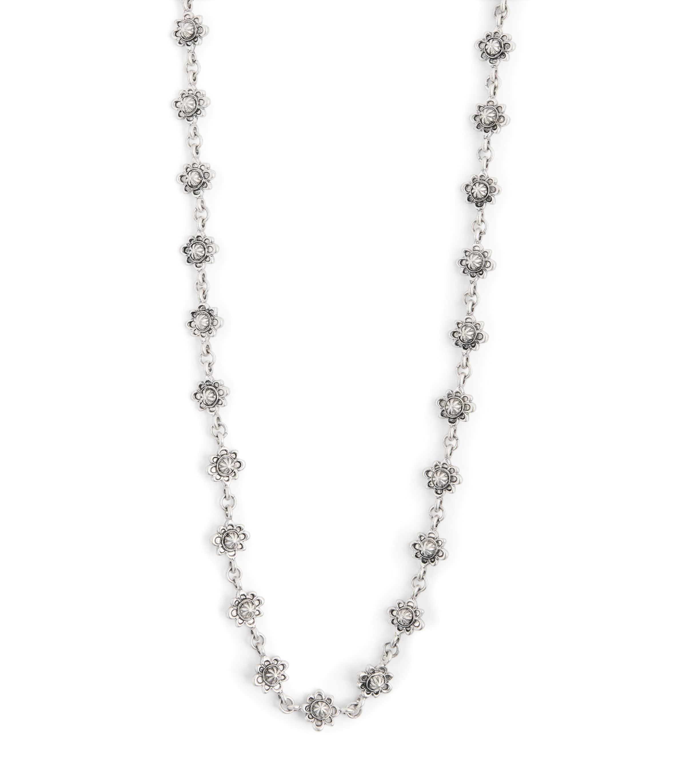 Weekend Max Mara Flower Chain Necklace In Metallic