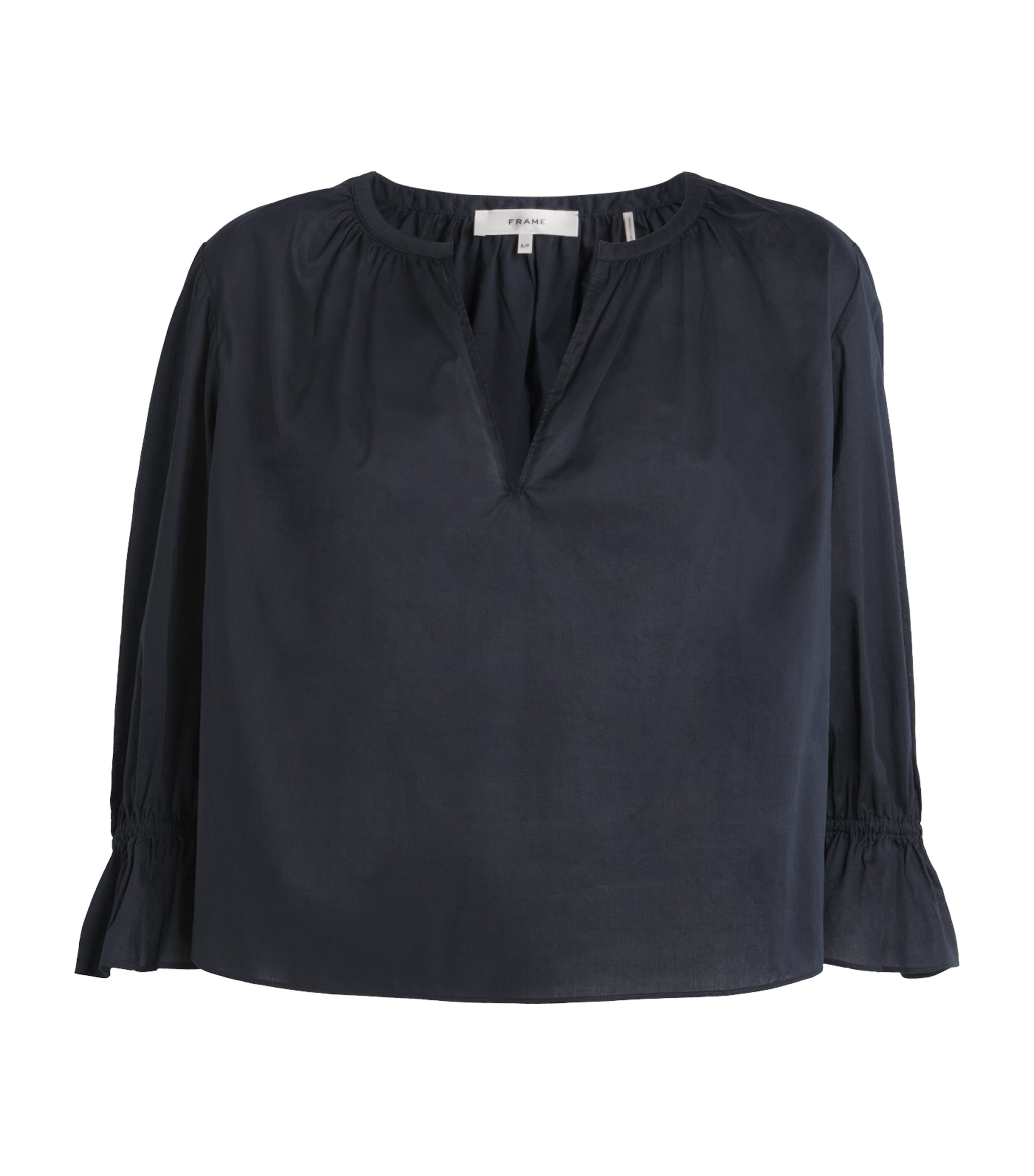 FRAME Womens Cotton Poet Blouse Navy Image 1