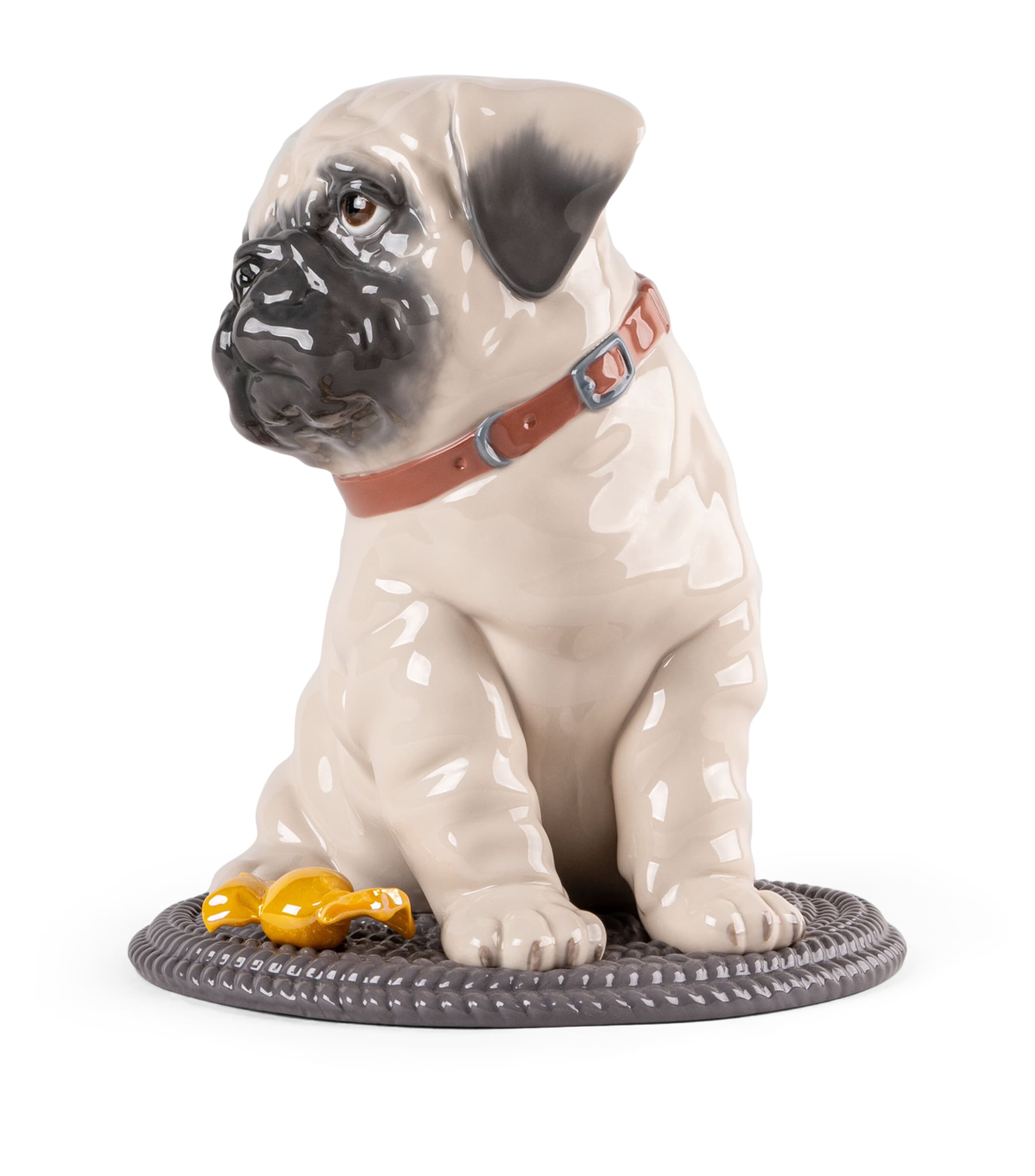 Porcelain Puppy Pug Sculpture BEIGE Image 5
