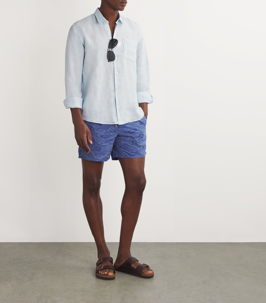 Linen Embroidered Caroubis Shirt 330 SKY BLUE Image 4