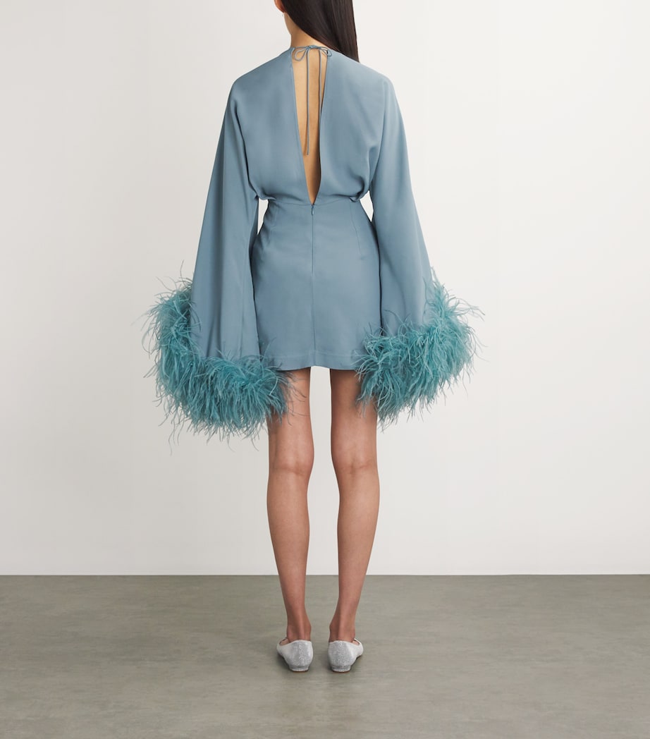 Feather-Trim Magnifique Mini Dress CLOUD Image 3