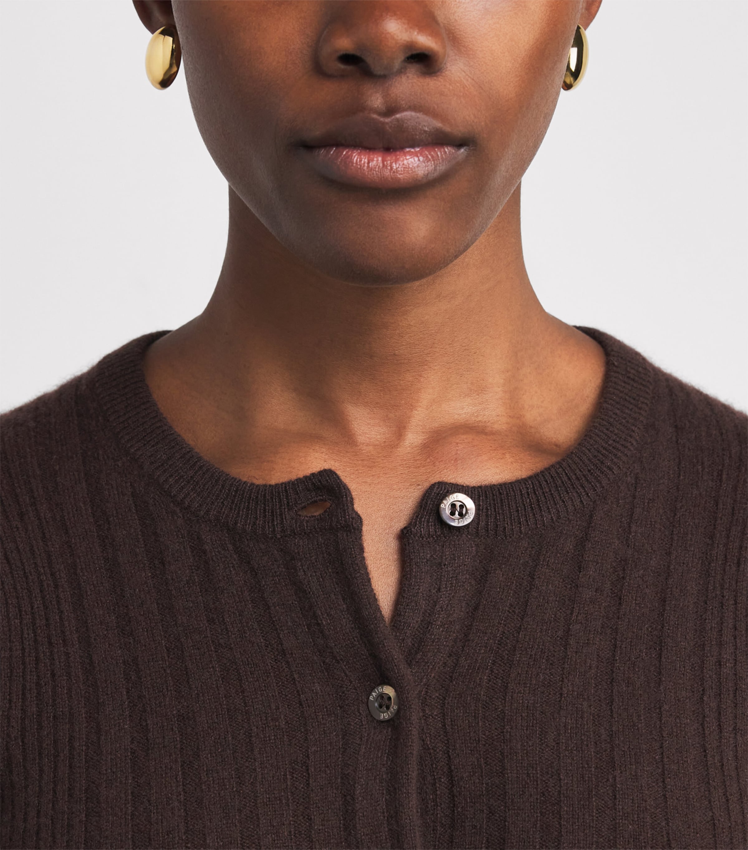 Cashmere Ribbed Allessandro Cardigan DARK CHOCOLATE Image 6