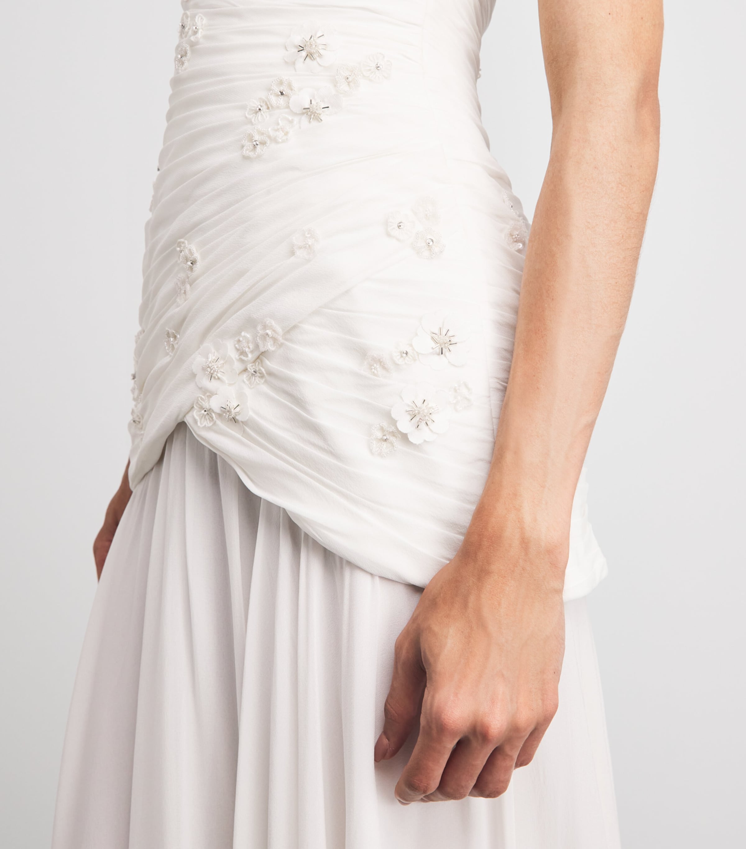 Sandra Mansour Womens Embellished Strapless Gown Ofw White Image 5