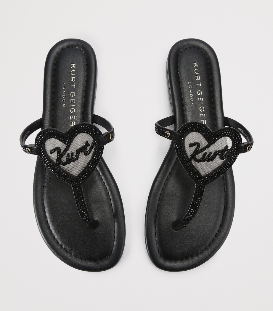 Kurt Geiger London Leather Heart T-Bar Sandals Black Image 4