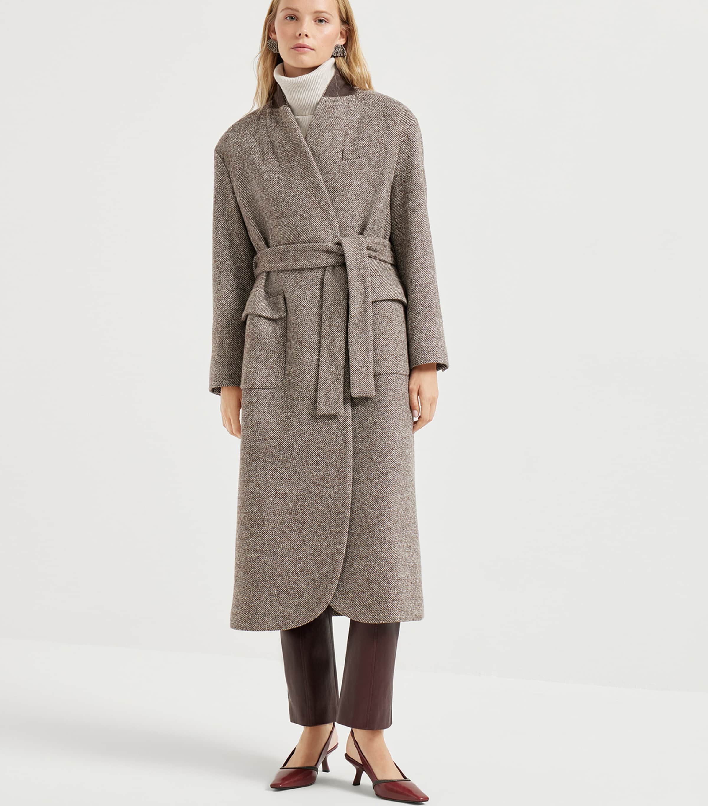 Virgin Wool-Blend Mélange Coat C6321 Image 3