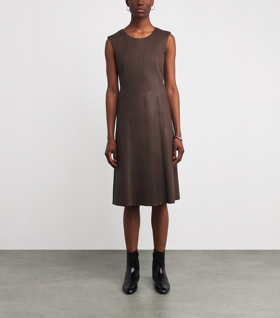 Leather Heidi Midi Dress MUSHROOM Image 3