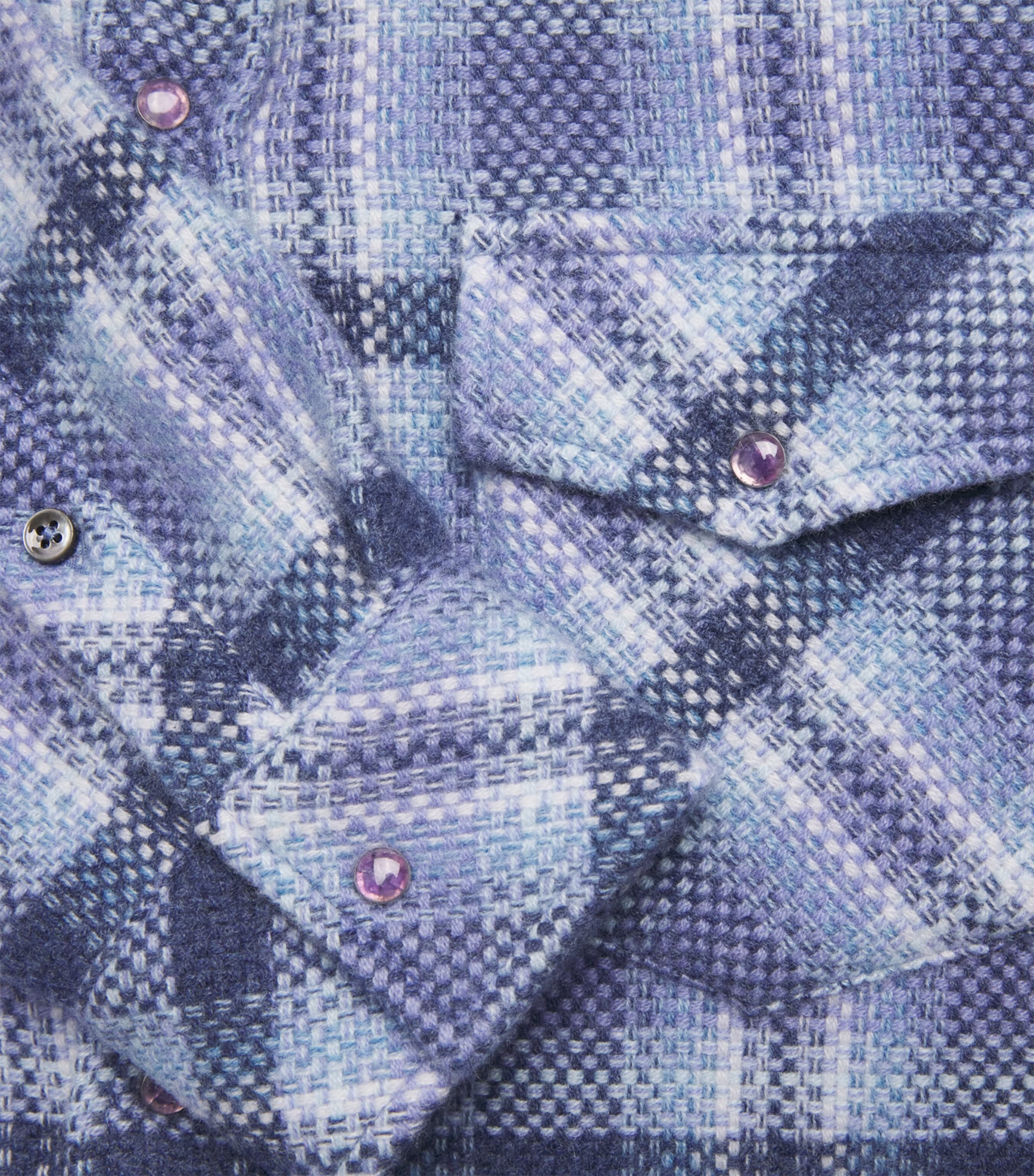 God's True Cashmere Mens Cashmere Check Uniform Shirt Amethyst Image 7
