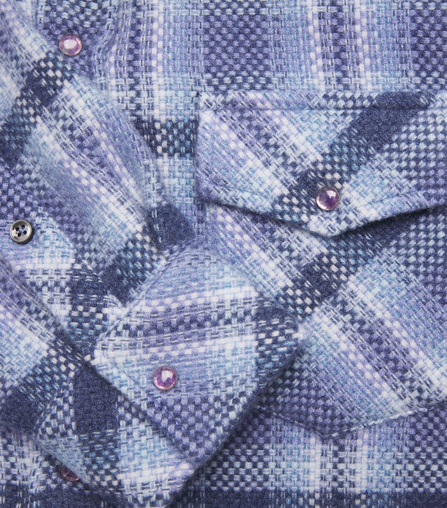 God's True Cashmere Mens Cashmere Check Uniform Shirt Amethyst Image 7