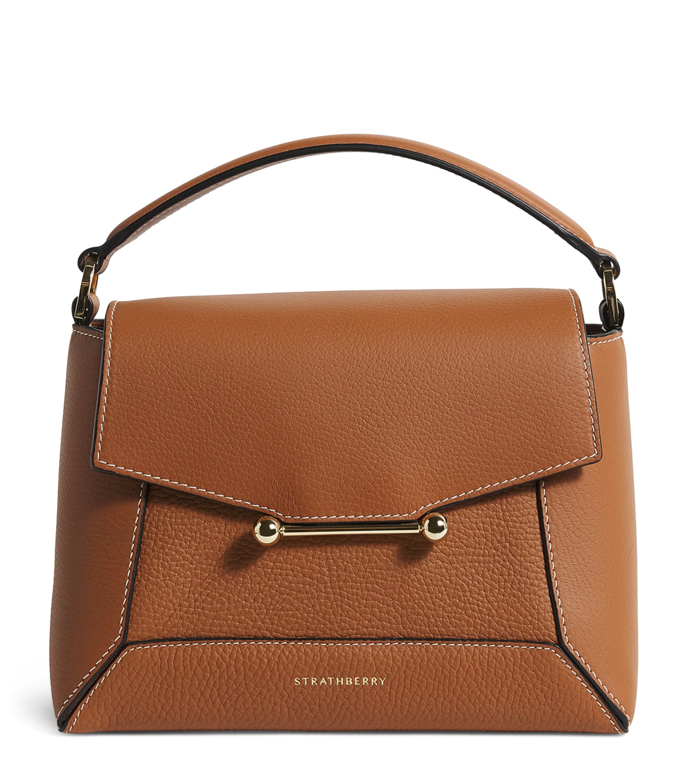 Strathberry Leather Mosaic Top-handle Bag In Brown