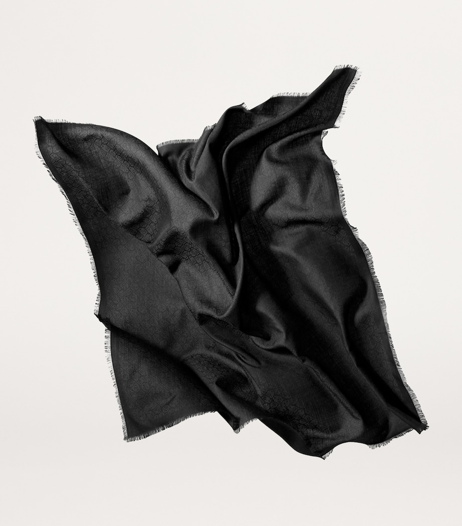 Cartier Cashmere-Wool-Silk Panther Shawl Scarf Black Image 2