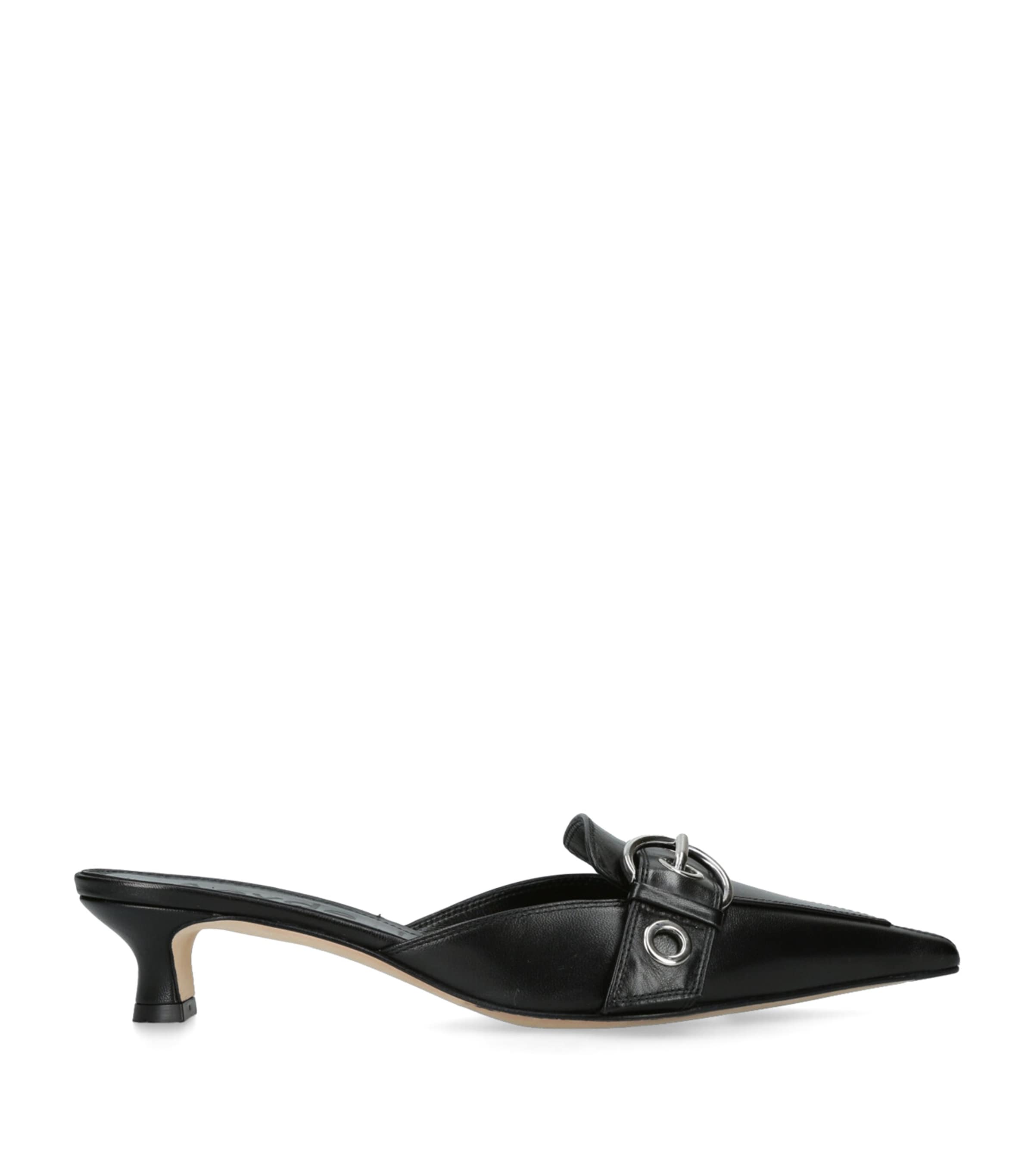 Shop Aeyde Leather Danielle Kitten Point Mules 35 In Black