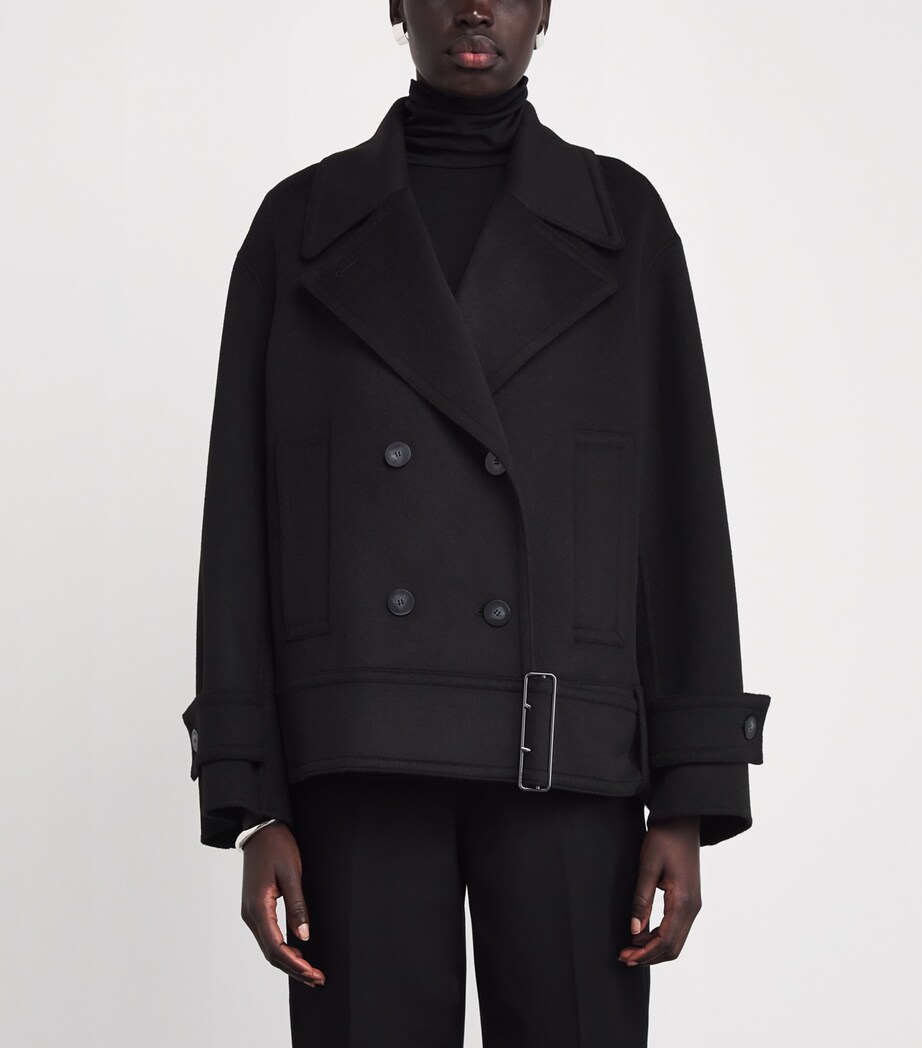 Joseph Womens Wool-Cashmere Weston Pea Coat Black Image 3