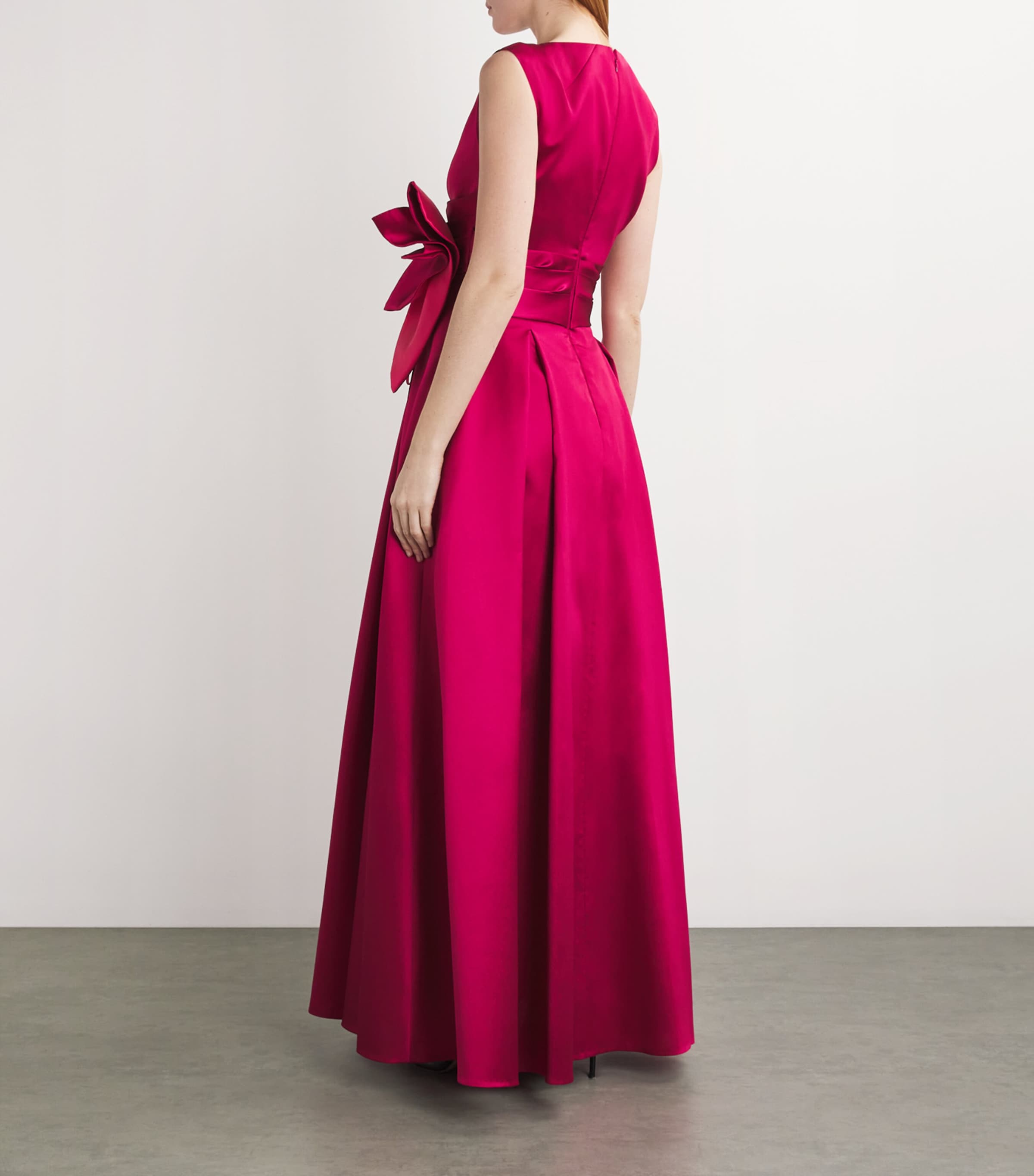 Talbot Runhof Womens Floral Tie-Waist Gown Begonia Image 3