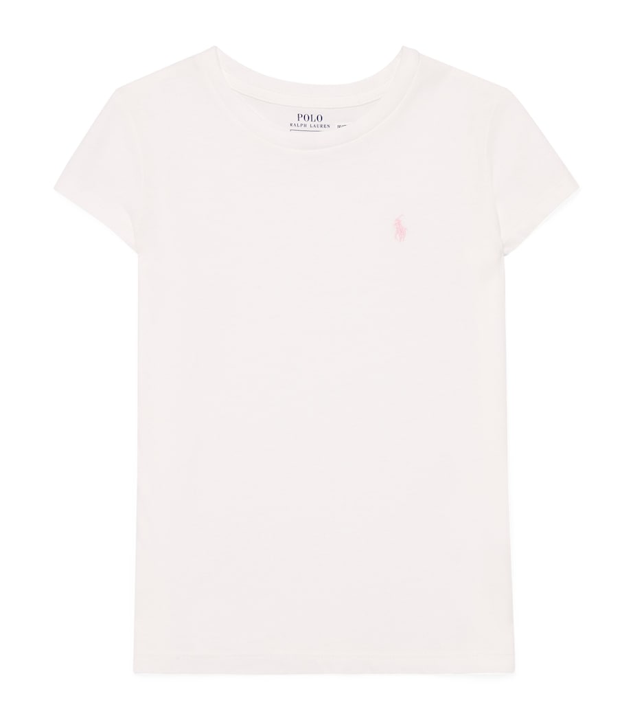 Ralph Lauren Kids Cotton Polo Pony T-Shirt (7-14 Years) White W Hint Of Pink Image 1
