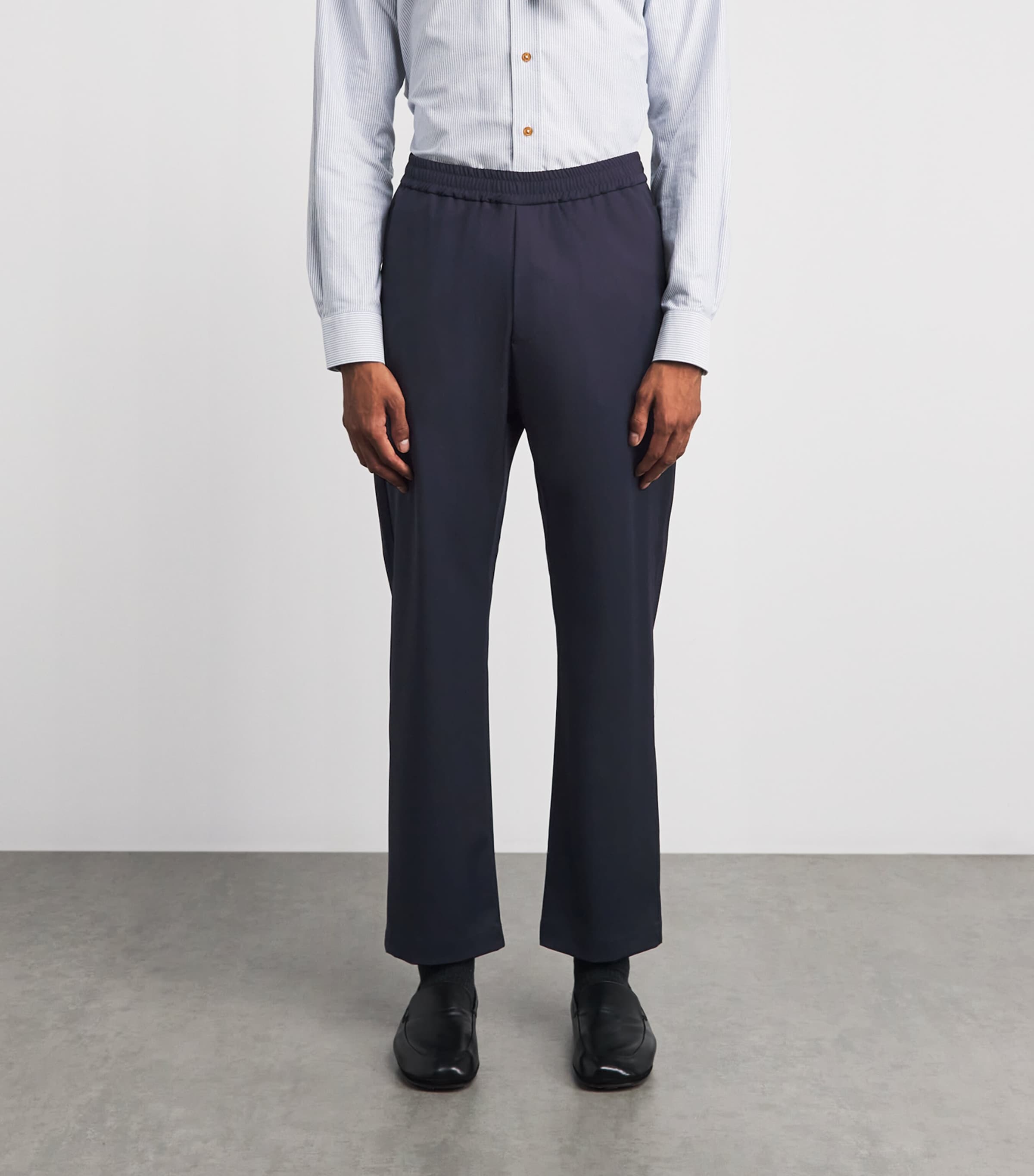Barena Mens Wool-Blend Drawstring Straight Trousers Navy Image 4