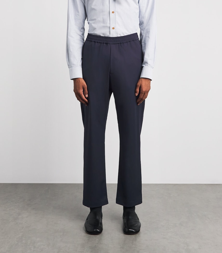 Barena Mens Wool-Blend Drawstring Straight Trousers Navy Image 4