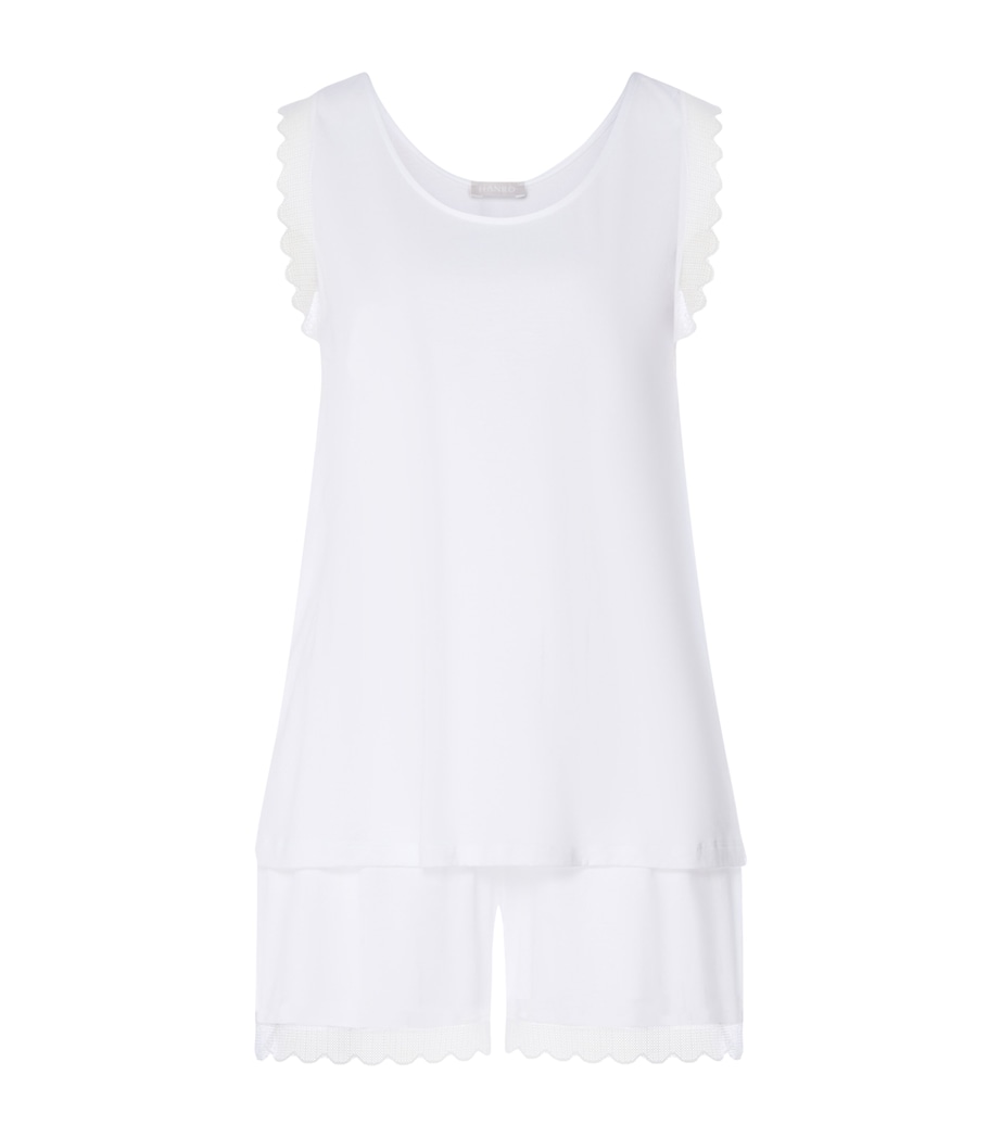 Hanro Womens Pima Cotton Inaya Pyjama Set White Image 1