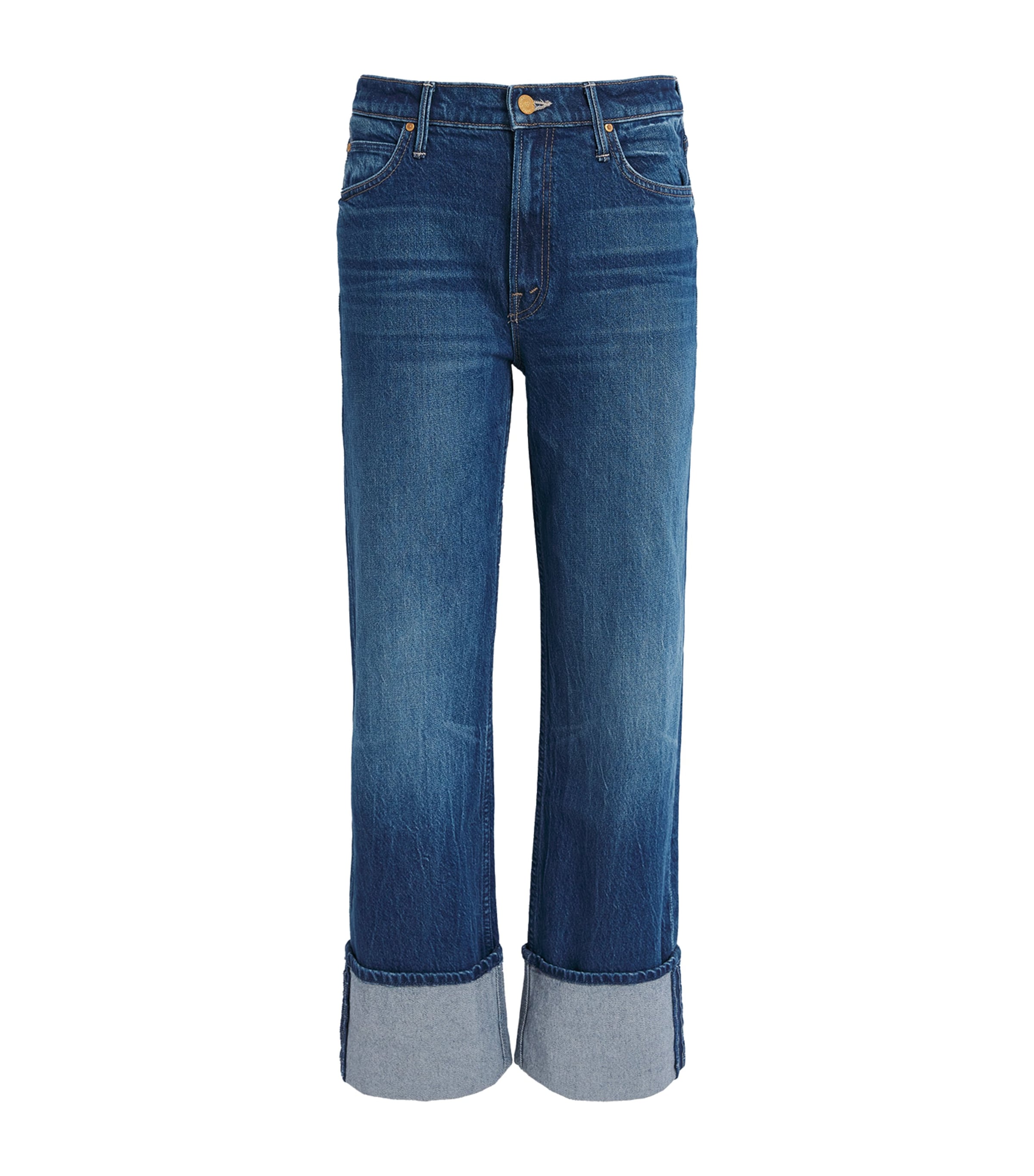 Mother The Checkerboard Duster Flood Cuff Jeans In Blue