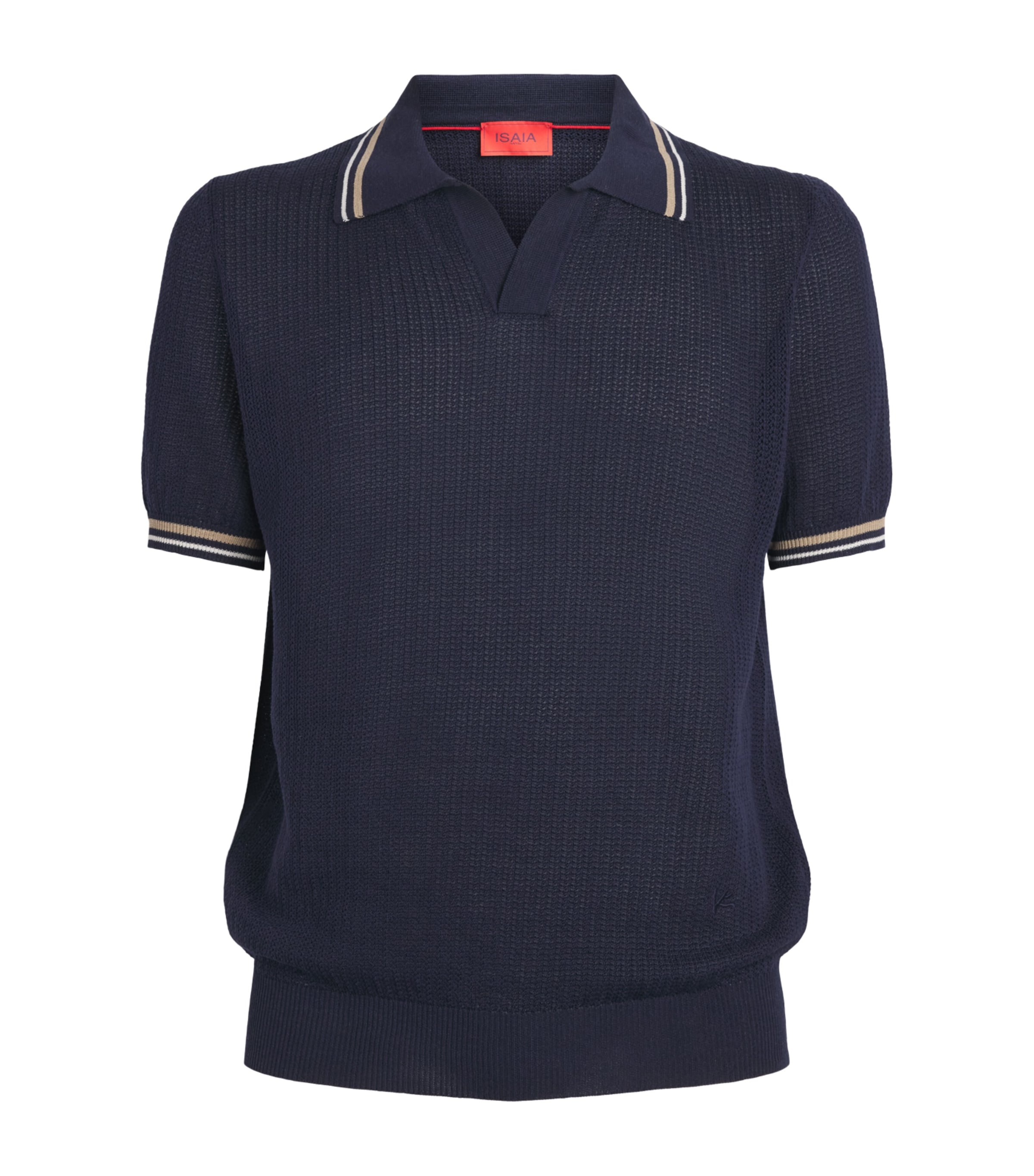 Isaia Mens Silk-Linen Polo Shirt Image 1