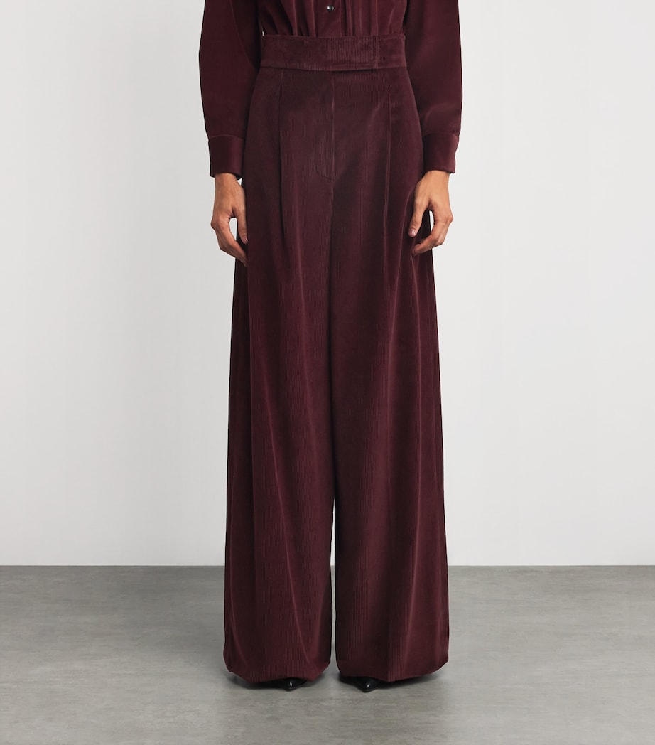Corduroy Wide-Leg Trousers CHERRY Image 3