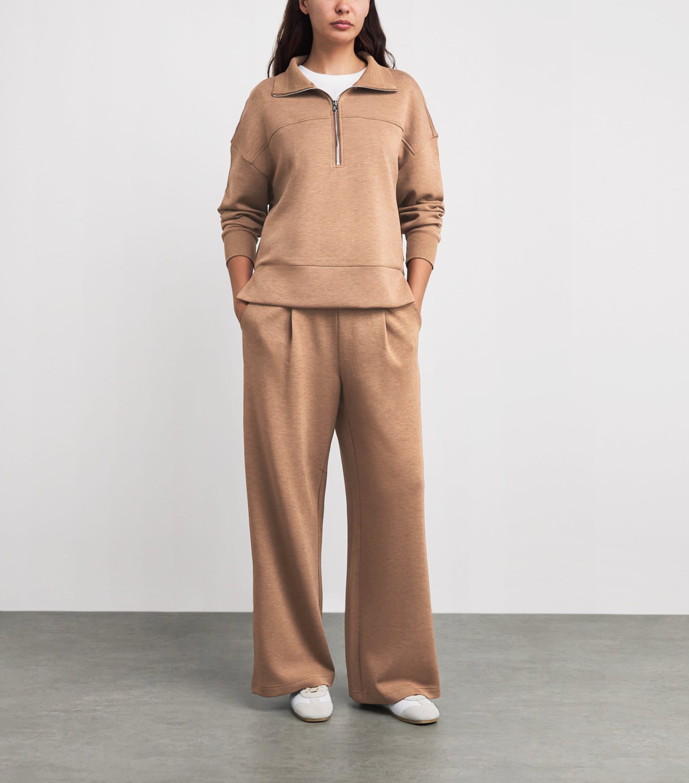Varley Womens DoubleSoft Kayleigh Half-Zip Sweatshirt Golden Bronze Marl Image 2