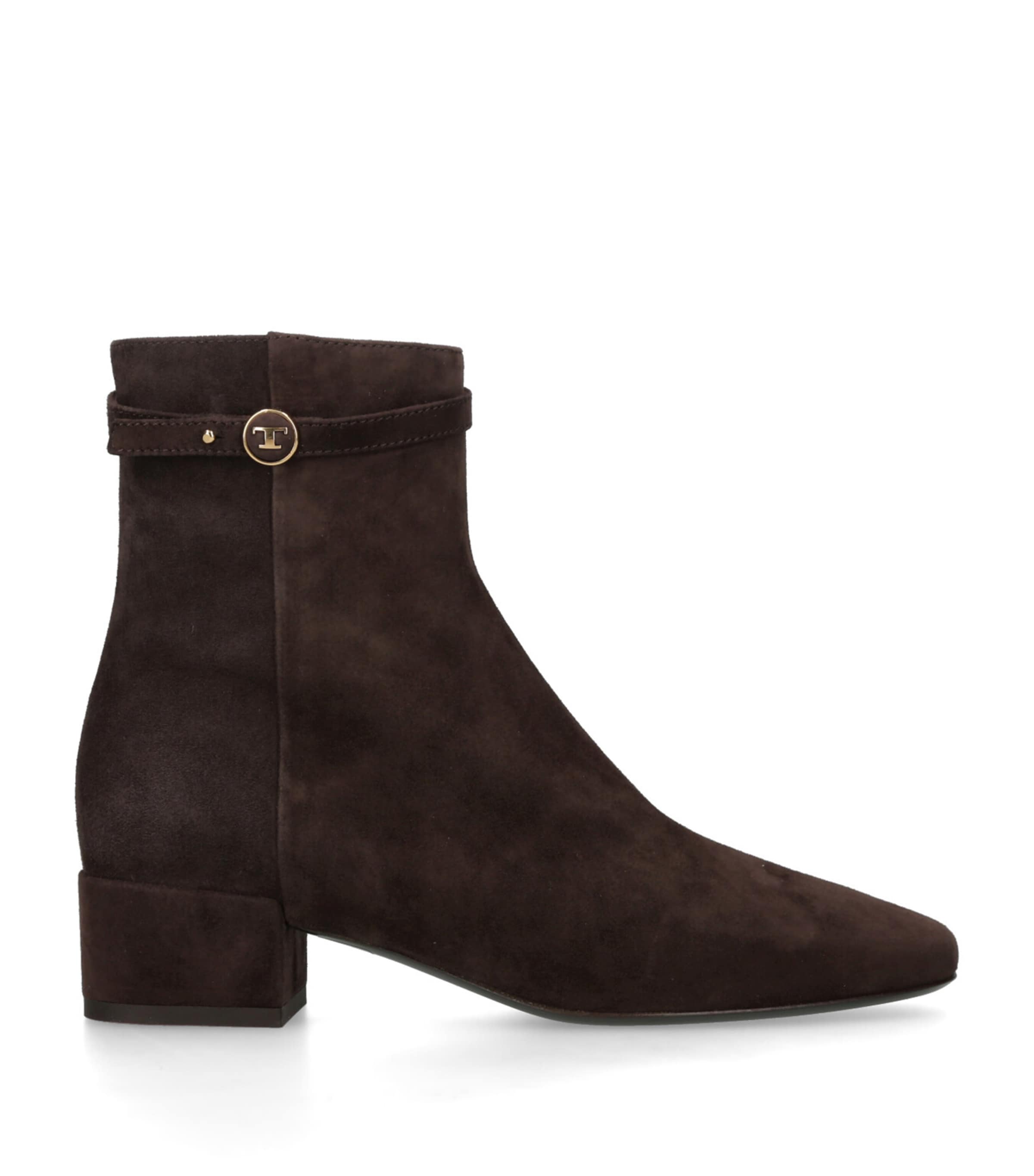 Tod's Suede Stivaletto Cuoio Ankle Boots 35 In Brown