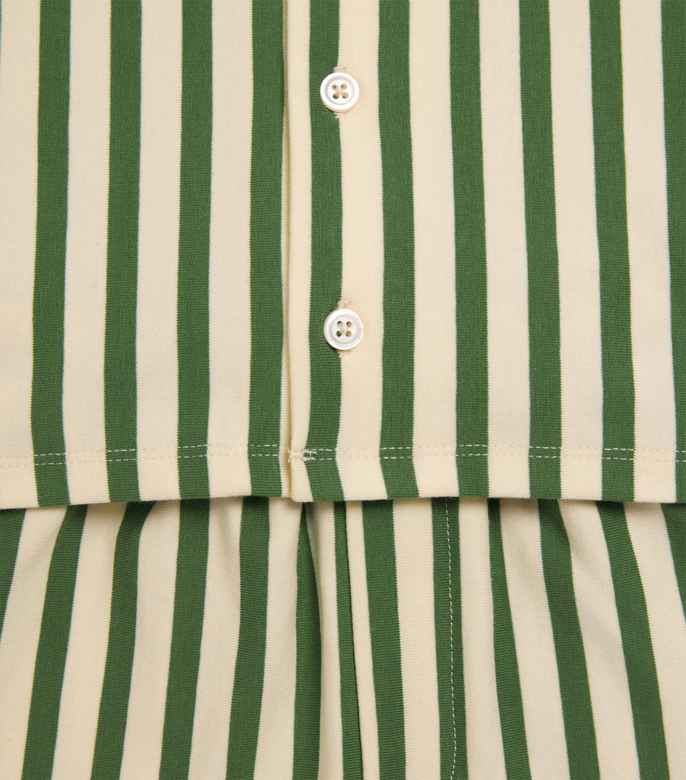 Mumzers Cotton Stripe Shirt and Shorts Set (3-8 Years) Green Stripes Image 4