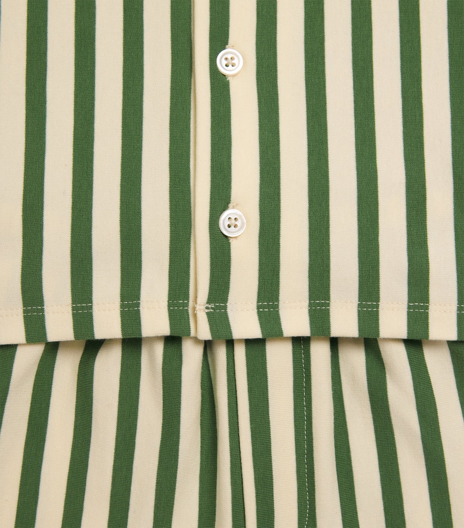 Mumzers Cotton Stripe Shirt and Shorts Set (3-8 Years) Green Stripes Image 4