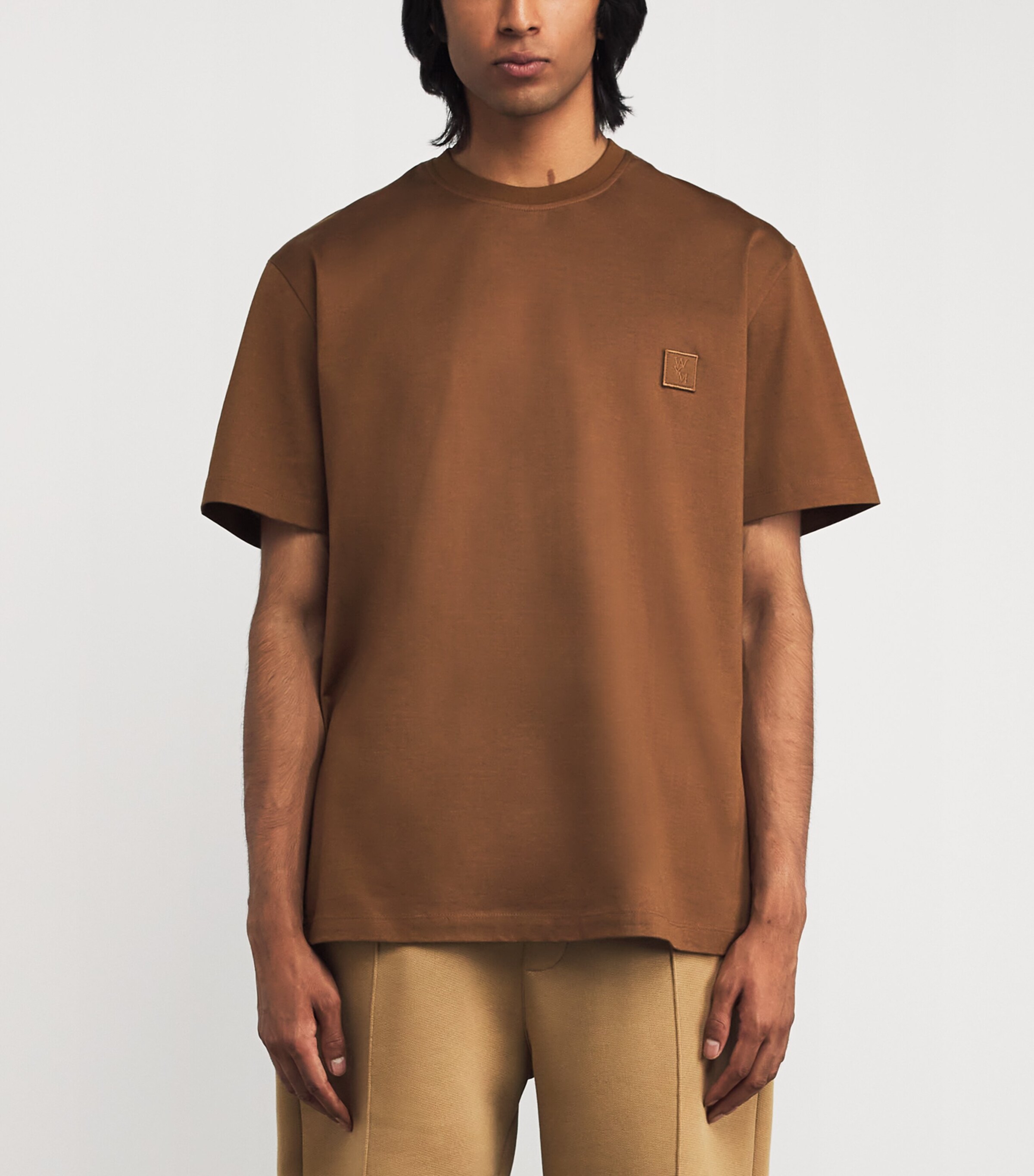 Wooyoungmi Mens Cotton Patch Back Logo T-Shirt Mud Image 3