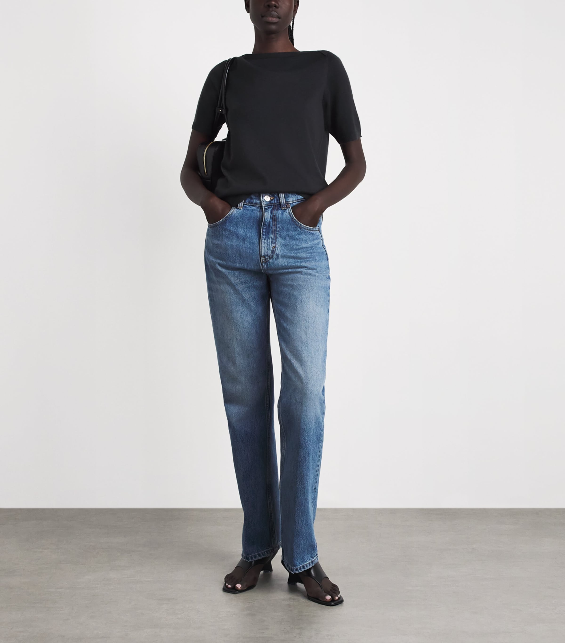 Victoria Beckham Womens Julia Straight Jeans Worn Blue Wash Image 2