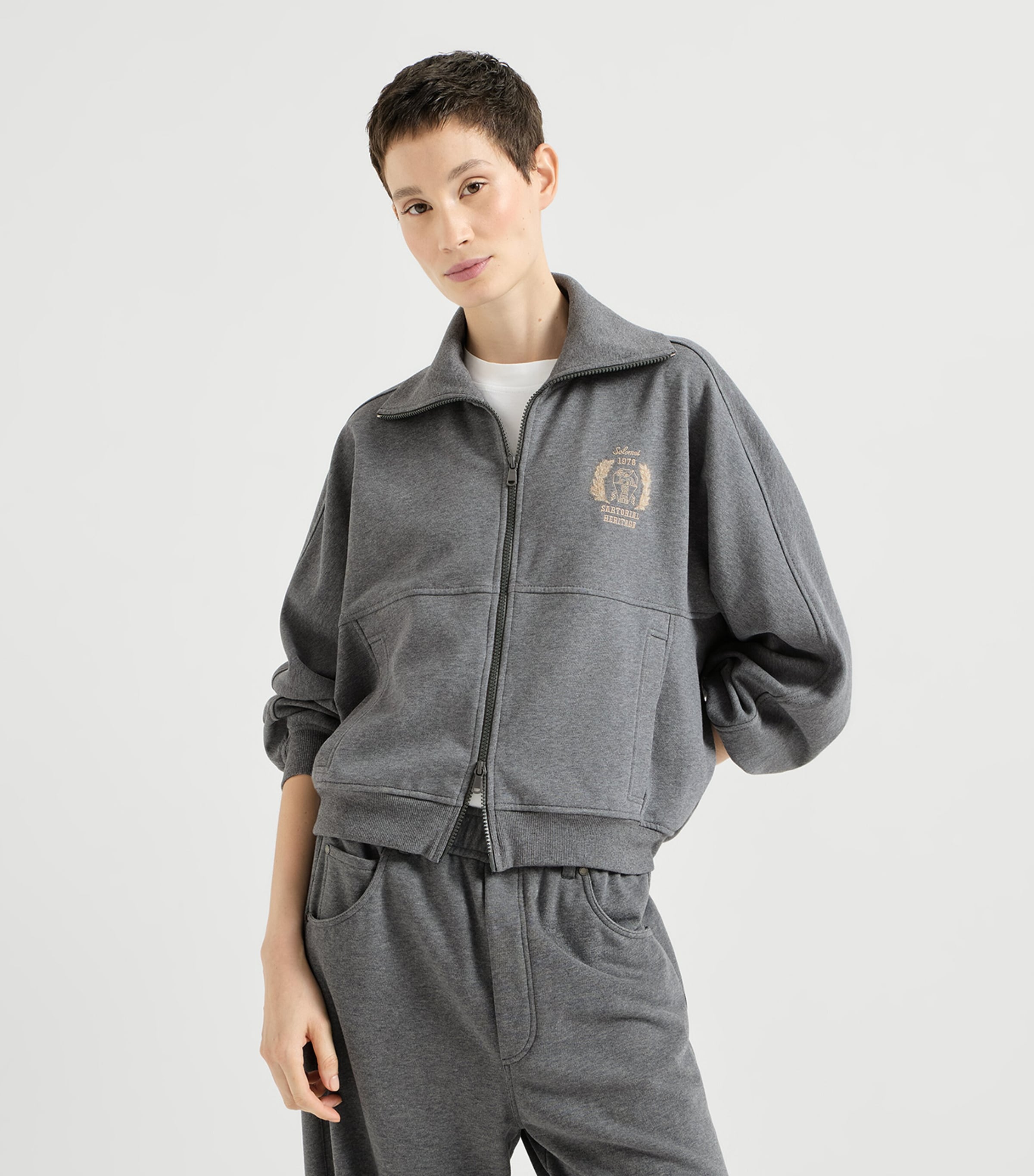 Brunello Cucinelli Grey Cotton French Terry Sweatshirt | Harrods US