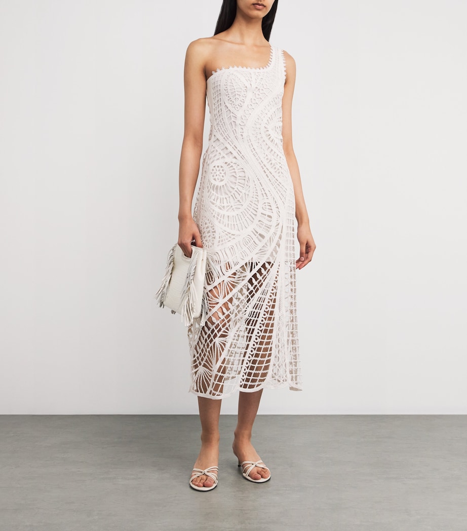Cotton Crochet Midi Dress WHITE Image 2