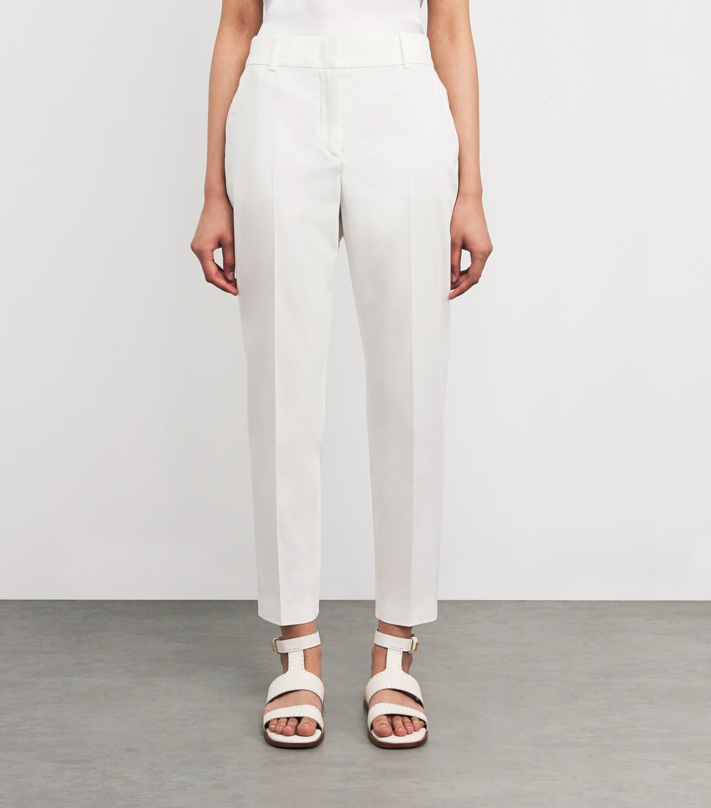 Eleventy Womens Cropped Tailored Trousers Bianco Image 3