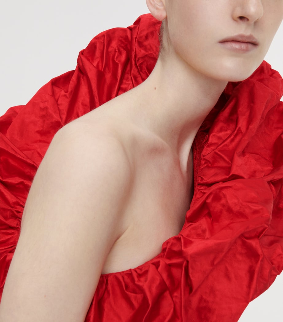 Schiaparelli Womens Knitted Sculptural Ruffle Midi Dress Red Image 3